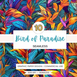 SEAMLESS Digital Paper - 10 bezaubernde Paradiesvogel-Designs, ideal für Print On Demand, Scrapbooking und DIY-Bastelarbeiten