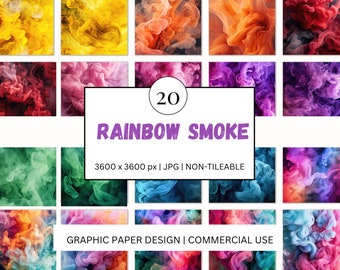 NOT-TILEABLE Digital Paper - Rainbow Smoke - 20 Designs   - Print On Demand  Scrapbooking  DIY Projects - Design