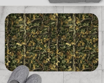 Mossy Oak Camouflage Bath Mat – Rustic Woodland Decor
