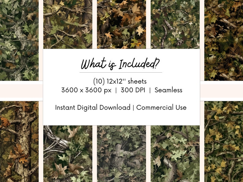 SEAMLESS Digital Paper - Mossy Oak - 10 Designs - - Print on Demand ...