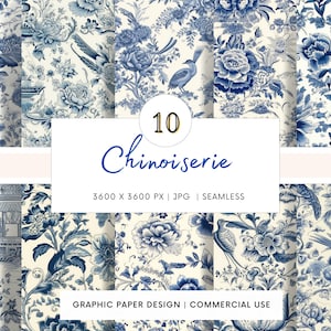 NAHTLOSES Digitales Papier - Chinoiserie - 10 Designs - - Print On Demand - Scrapbooking - DIY Projekte - Webdesign