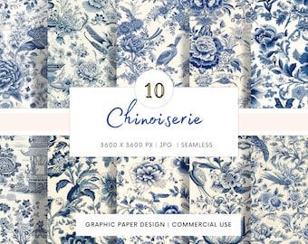 SEAMLESS Digital Paper - Chinoiserie  - 10 Designs -  - Printable Paper - Scrapbooking - DIY Projects - Web Design