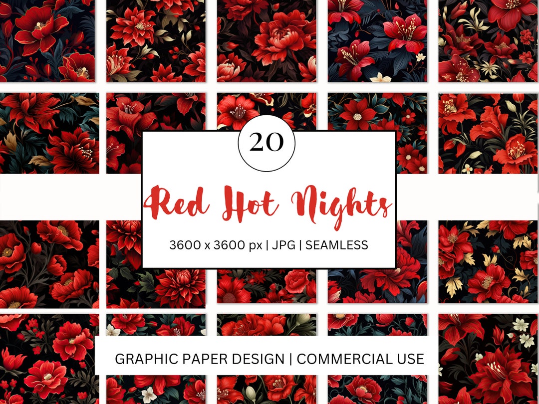 SEAMLESS Digital Paper Red Hot Nights 20 Designs Print on Demand