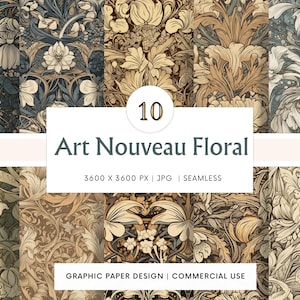 SEAMLESS Digital Paper - Jugendstil Blumen Wallpaper