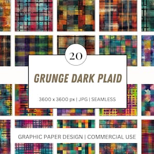 SEAMLESS Digital Paper - Grunge Dark Plaid - 20 Designs - - Print On Demand Scrapbooking DIY Projekte - Design
