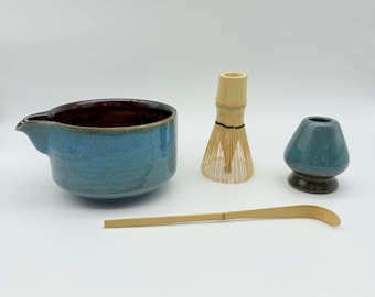 Ceramic Matcha Bowl Set with Bamboo Whisk (Chasen),Gift Set