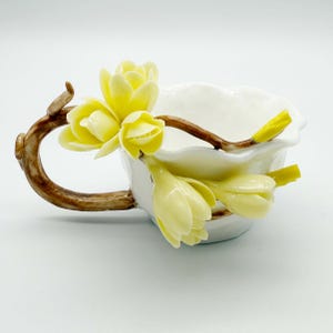 Handmade Floral Ceramic Mug – Artistic Blossom Tea Cup, Breakfast Pottery