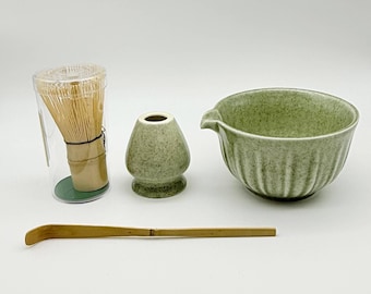 Ceramic Matcha Bowl Set with Bamboo Whisk (Chasen),Gift Set