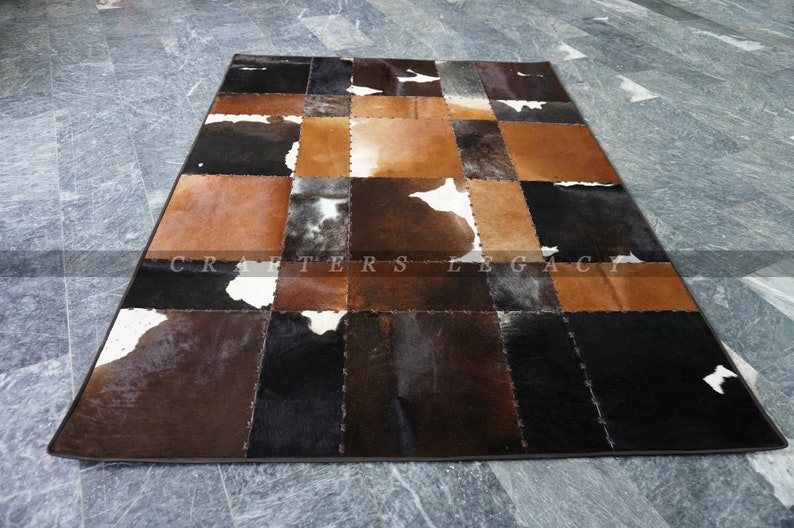 Handcrafted Cowhide Rug 100% Natural Cow Skin Rug Real Leather ...