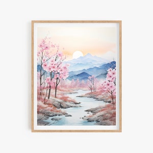 Korean Art Wall Poster, Scenery and Flower Poster, Wall Decor Asian Style, Korean Painting Minhwa Inspired Poster