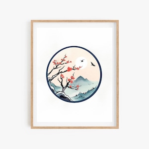 Korean Art Wall Poster, Nature Poster, Wall Decor Asian Style, Korean Painting Minhwa Inspired Painting