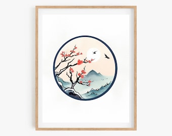Korean Minhwa Art Print: Asian Style Nature Poster