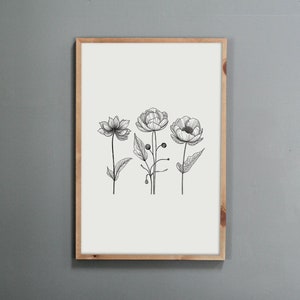 Simple Korean Painting Flower Minhwa Inspired Korean Wall Art Forest Korean Flower Art Wall Print Korean Traditional Wall Decor Asian Style