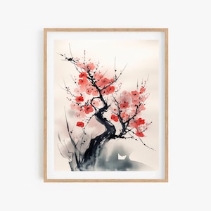 Korean Art Wall Poster, Water Color Poster, Asian Style Wall Decor, Korean Minhwa Inspired Painting