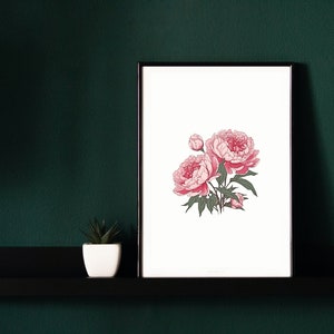 koreanische traditionelle Minhwa Folk inspiriert Wohnkultur Wand Blumen | Wohnzimmer Poster | Digitaler Download | Druckbare Kunst
