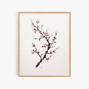 Korean Wall Digital Art, Minhwa Inspired Korean Wall Decor, Korean Art Print, Korean Flower Branch, Home Decor, Korean Style Branch