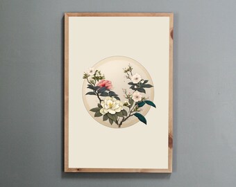 Korean Minhwa Flowers Print: Traditional Folk Art (Digital Download)