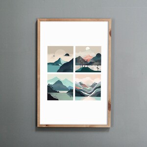 Simple Korean Painting Minhwa Inspired Korean Wall Art Landscape Korean Art Wall Print Korean Landscape Wall Decor Asian Style