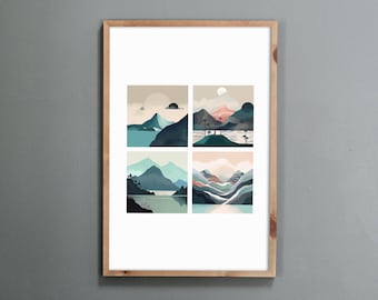 Korean Minhwa Landscape Art Print: Asian Wall Decor (Digital Download)