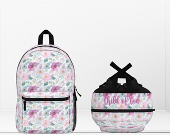 Child of God Floral Backpack | Christian Kid's Backpack | Scripture Inspired Back to School Supplies| Catholic Children Book Bag