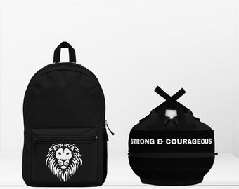 Christian Kid's Backpack | Strong & Courageous Backpack | Scripture Inspired Back to School Supplies| Catholic Children Book Bag | Boy's Bag