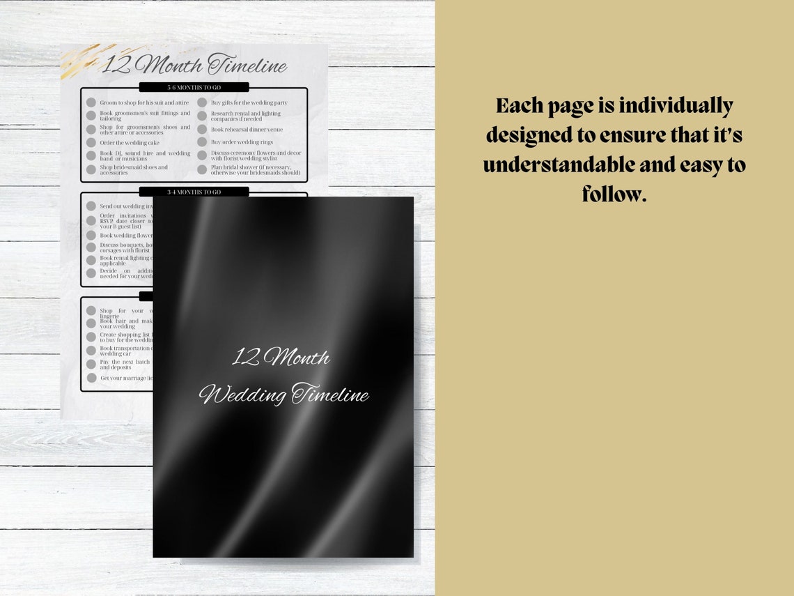 Printable 12 Month Wedding Timeline Printable Wedding - Etsy