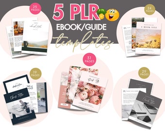 Bundle of 5 PLR Ebook & Guide Canva Templates | Editable Digital Products | Private Label Rights Included