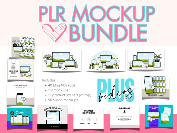 Etsy Seller Mockup Bundle: PLR Mockups & Video (Digital Download)