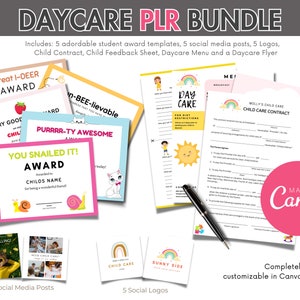 デイケア PLR Canva テンプレート バンドル (再販用) | チャイルド ケア PLR | PLR が含まれています!