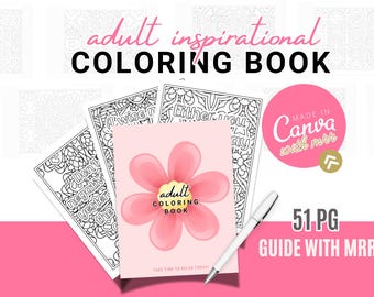 Adult Coloring Book with Inspirational Gratitude Quotes. 55 Pages |  Includes MRR
