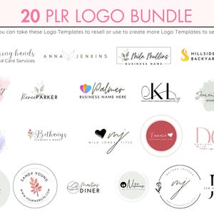 20 PLR Business Logo Bundle | Customizable Logos | Resell Logos