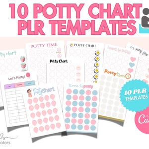 Potty-beloningstabel: bundel van 10 potty-sjablonen met PLR! Perfect voor Etsy-verkopers!