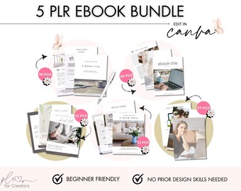 5 PLR eBook & Guide Templates | Editable Canva Workbook Bundle | Resell Rights Digital Download