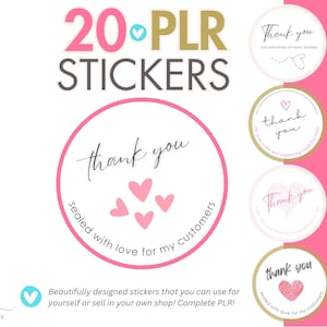 Paquete de 20 pegatinas de agradecimiento PLR