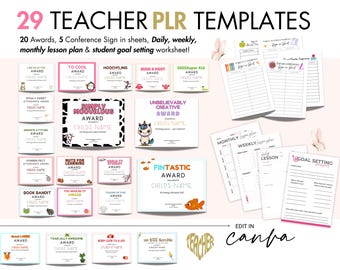 Lehrer Auszeichnungen & Arbeitsblätter Bündel | Bearbeitbare PLR Printables | Verwenden Sie im Klassenzimmer oder weiterverkaufen