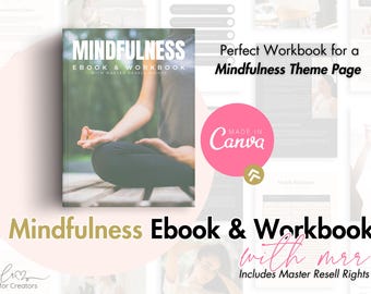 Mindfulness Ebook & Workbook (76 Pages): MRR Resell Rights Canva Template
