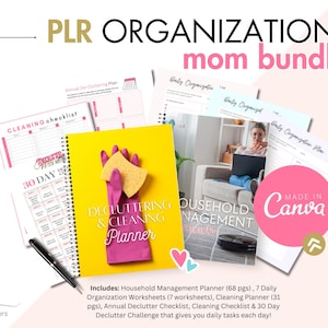 PLR Cleaning & Declutter Planner Bundle: Canva Template (Digital Product)