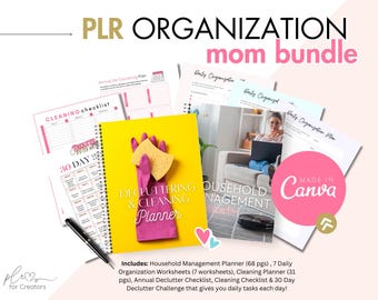 PLR Cleaning & Declutter Planner Bundle: Canva Template (Digital Product)