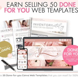 Sell on Etsy - 50 Canva Website Templates! Includes PLR!