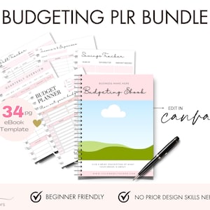 Budgeting & Finance Canva Template Bundle | Editable Money Planner Worksheets | PLR Digital Download with Resell Rights