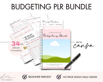 Budgetierung & Finanzierung Canva Template Bundle | Bearbeitbare Geldplaner Arbeitsblätter | PLR Digitaler Download mit Weiterverkaufsrecht