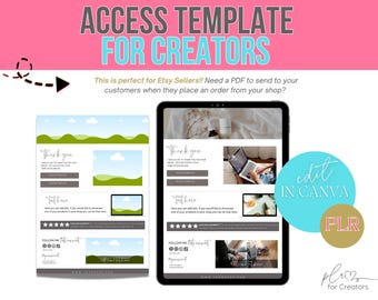 Canva Access File for Etsy Sellers: Order Thank You Template (PLR)
