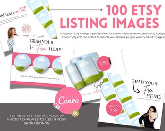 100 Etsy Shop Listing Mockup Images: PLR Resell Rights