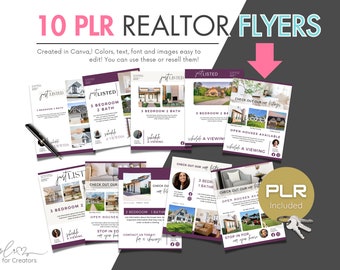 10 PLR Canva Realtor Flyer Bundle | PLR w zestawie! Odsprzedaj lub użyj!