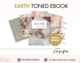Earthy Toned 96-Page Ebook Template | Editable Canva PLR & MRR Digital Workbook with Resell Rights