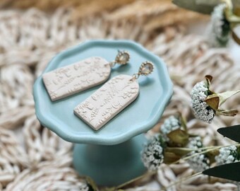 Wildflower Earrings, Handmade Clay Earrings, Statement Earrings, Neutral Earrings