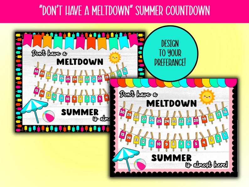 Bright and Fun Summer Break Countdown Bulletin Board Kit - Etsy