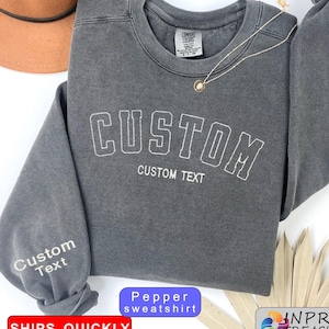 Comfort Colors Embroidered Sweatshirt, Custom Embroidery, Custom Sweatshirt, Maid Of Honor Outfit, Embroidered Crewneck, Custom Embroidered