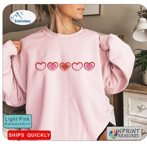 Cute Mini Hearts Embroidered Crewneck,Valentine&#39;s Crewneck,Mini Hearts,Gift For her,Cute Crewneck,Mini Embroidery