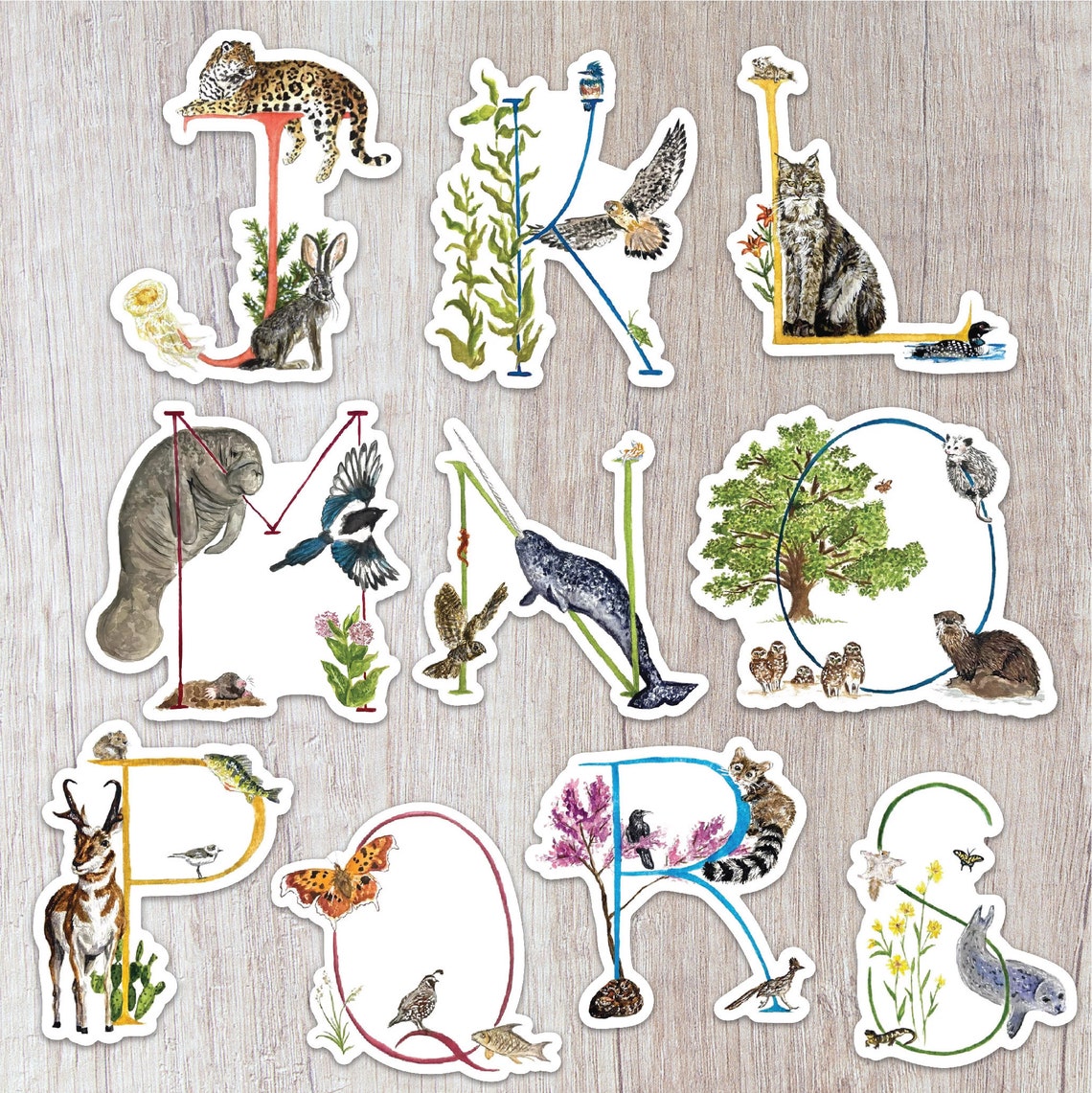 Animal Alphabet A to Z Letter Sticker - Etsy